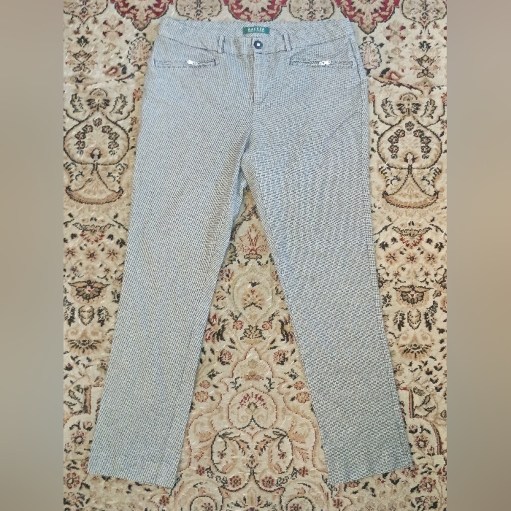 Lauren Ralph Lauren Women's Stylish Houndstooth Pants Size 10  Zipper Pockets